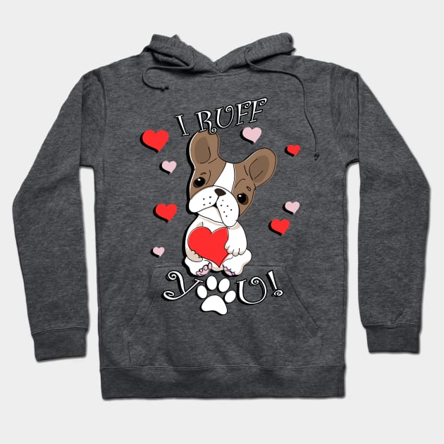 French Bulldog Mom Valentine’s Day Hearts & Frenchie Hoodie by tamdevo1